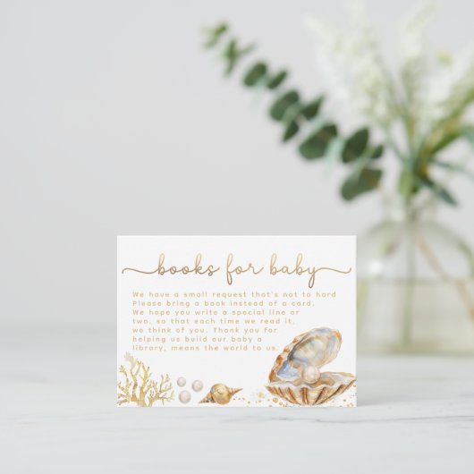 Aquarell Ocean Little Pearl Baby Showbook Req Begleitkarte (Stehend Vorderseite)