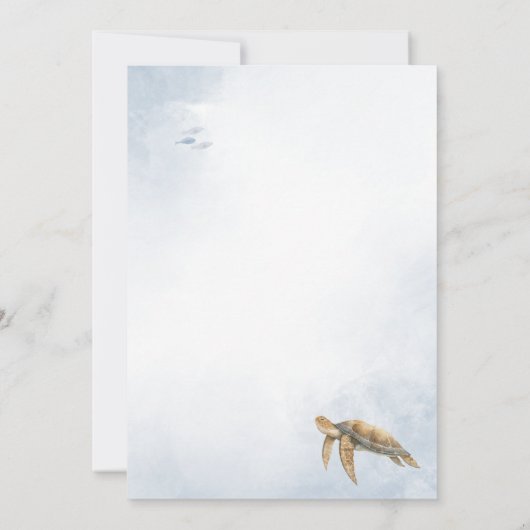 Aquarell Ocean Turtle Baby Dusche Einladung (Rückseite)
