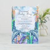 Aquarell OceanSea Animals BabyDusche Einladung (Stehend Vorderseite)