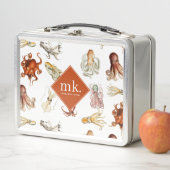 Aquarell Octopus Ocean Animes Muster Monogram Metall Brotdose (Beispiel)