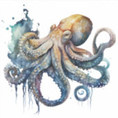 Aquarell Octopus Vinyl Sticker (Vorderseite)