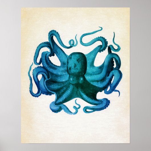 Aquarell-Oktopus-Illustration Poster (Vorne)