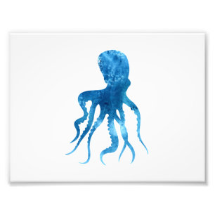 Aquarell-Oktopus-Silhouette Fotodruck