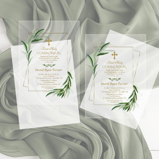 Aquarell Olive Blätter Gold Boy Heilige Kommune Acryleinladungen