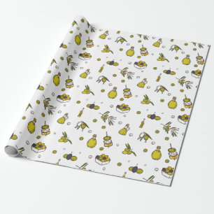 Aquarell-Olive, Olivenzweig und Ölflasche Geschenkpapier