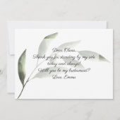 Aquarell-Olive sind Sie meine Brautjungfern-Karten Einladung (Rückseite)