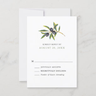 Aquarell Olivenhain Hochzeit RSVP Karte