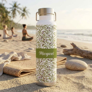 Aquarell Olivenzweig Botanical Salbeigrün Trinkflasche