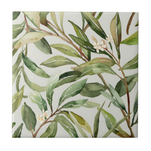 Aquarell Olivenzweige Botanik Fliese