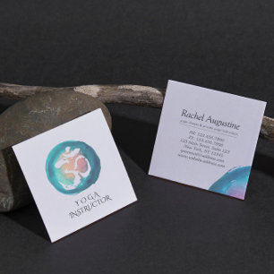 Aquarell Om-Symbol Yoga-Meditationslehrer Quadratische Visitenkarte