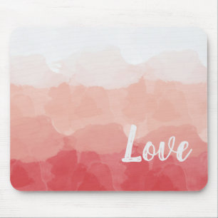Aquarell Ombre Rot und Pink Farbverlauf Liebe Mousepad