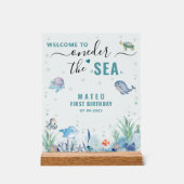 Aquarell One der Meer 1. Geburtstag Willkommen Acrylschild (Vorderseite)