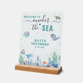 Aquarell One der Meer 1. Geburtstag Willkommen Acrylschild (Winkel)