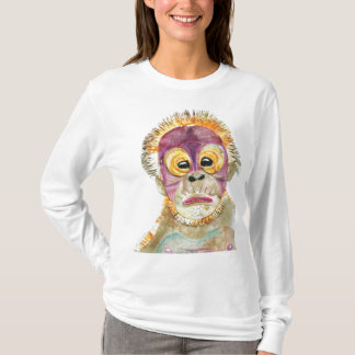 Aquarell ORANG-UTAN Ausschnitt T-Shirt