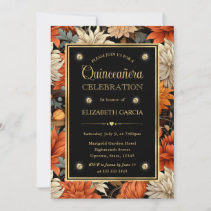 Aquarell Orange Braune Herbstblätter Quinceanera Einladung