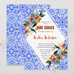 Aquarell Orange Citrus Mediterrane Babydusche Einladung