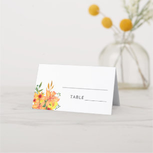 Aquarell Orange Florales Platzkärtchen Platzkarte