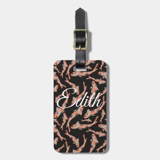 Aquarell Orange Koi Personalisiert Gepäckanhänger (Vorderseite vertikal)