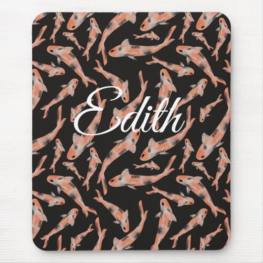 Aquarell Orange Koi Personalisiert Mousepad (Vorne)