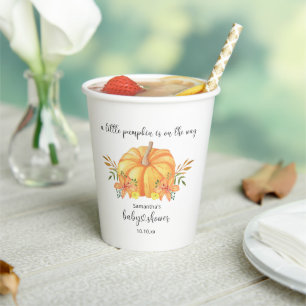 Aquarell orange Kürbis-Baby-Party Pappbecher