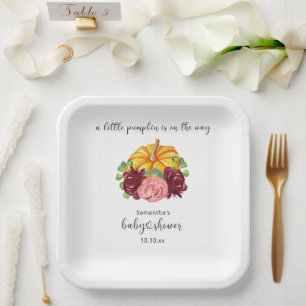 Aquarell orange Kürbis-Baby-Party Pappteller