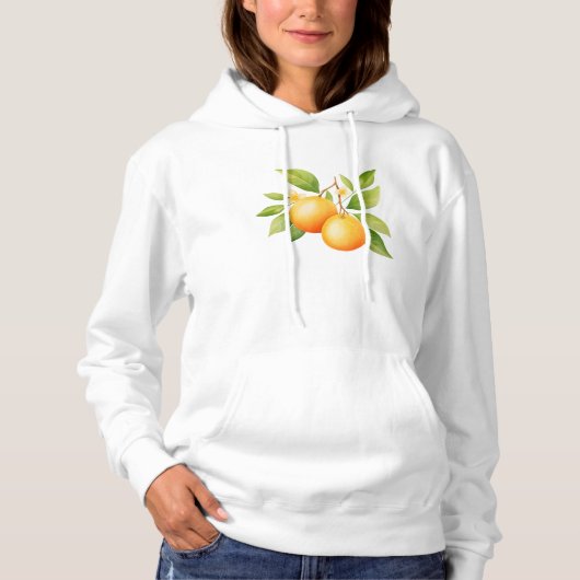 Aquarell Orange Mit Blume Hoodie (Vorderseite)