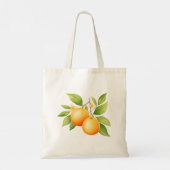 Aquarell Orange Mit Blume Tragetasche (Rückseite)