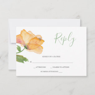 Aquarell Orange Mohnblumen Antwortkarte RSVP Karte