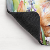 Aquarell Orange Tabby Kitty Cat Im Blumengarten Mousepad (Ecke)