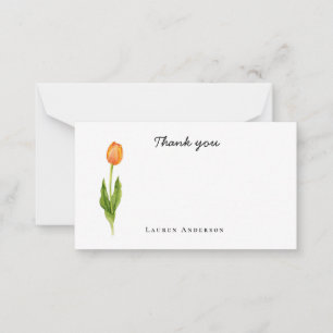 Aquarell orange Tulpe Blumen Kleines Danke Mitteilungskarte