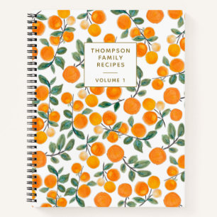 Aquarell Orange Zitrus Personalisiertes Rezept Notizblock