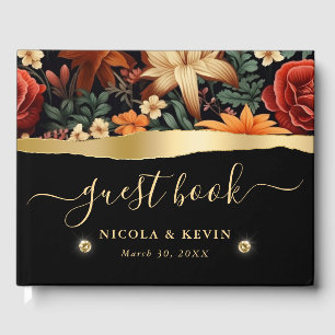 Aquarell Orangebraune Herbstblätter Hochzeit Gästebuch