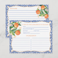 Aquarell-Orangen Amalfi-Blau Fliesen Rezeptkarte
