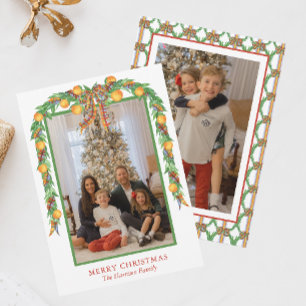 Aquarell-Orangen-Bogen-Girlande-Weihnachtsfoto Feiertagskarte