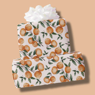 Aquarell-Orangen Botanisches Muster Baby Shower Geschenkpapier