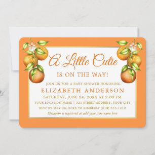 Aquarell Orangen Eine kleine Süsse Gold Baby Dusch Einladung