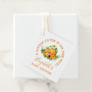 Aquarell-Orangen Florale Kleine Süße Baby-Party Geschenkanhänger