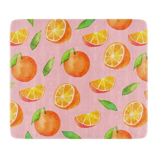 Aquarell-Orangen-Muster Schneidebrett (Vorderseite)