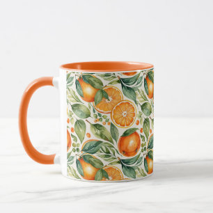 Aquarell-Orangen-Zitrus-Botanikmuster Tasse