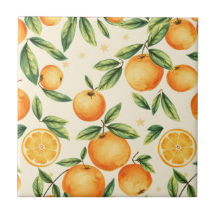Aquarell-Orangen-Zitrusmuster Fliese
