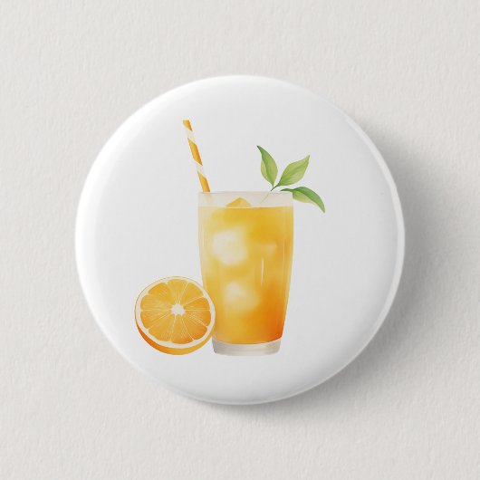 Aquarell Orangensaft Button (Vorderseite)