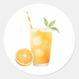 Aquarell Orangesaft Runder Aufkleber