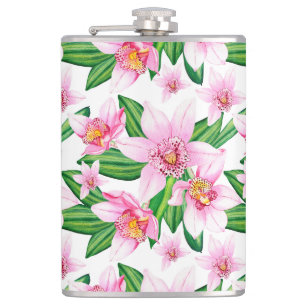 Aquarell-Orchideen-Design 12 Flachmann