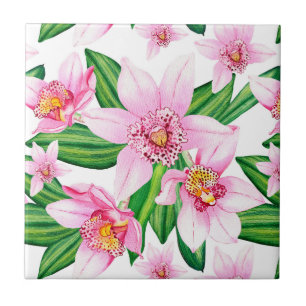 Aquarell-Orchideen-Design 12  Fliese