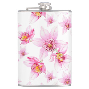 Aquarell-Orchideen-Design 15 Flachmann