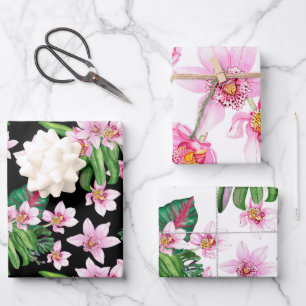 Aquarell-Orchideen-Design 27 Geschenkpapier Set