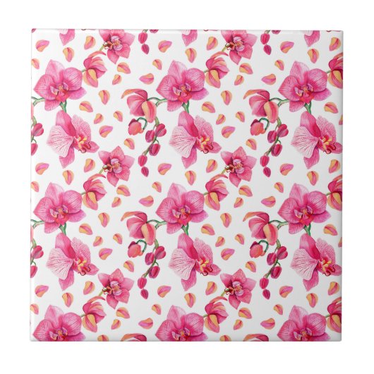 Aquarell-Orchideen Design 2 Fliese (Vorderseite)