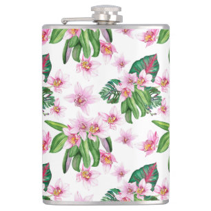 Aquarell-Orchideen-Design 30 Flachmann