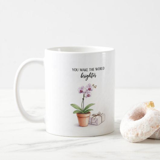 Aquarell-Orchideen-Inspirationsbecher Kaffeetasse (Mit Donut)