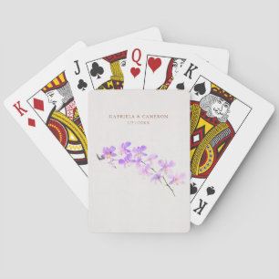 Aquarell-Orchideen-Terrakotta-Hochzeit Spielkarten